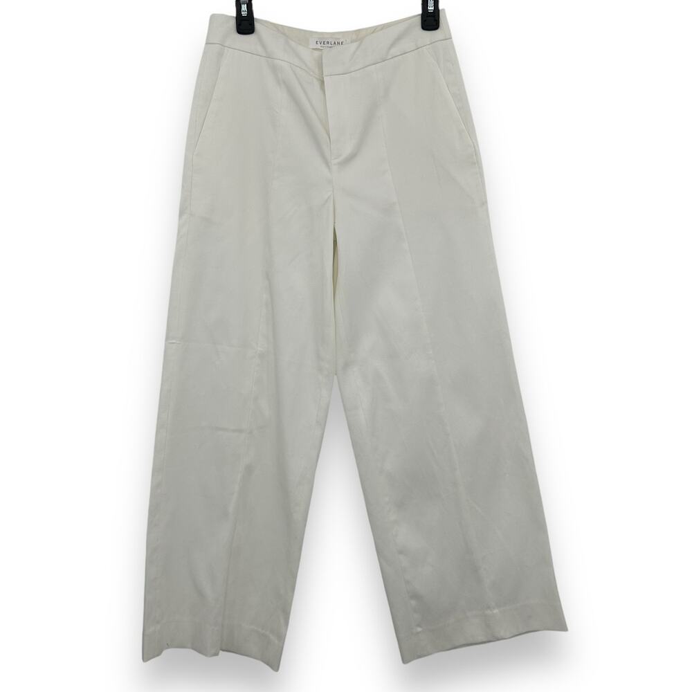 Everlane White Wide Leg Pants Size 0 Classic Trousers Stretch Casual Bottoms XS